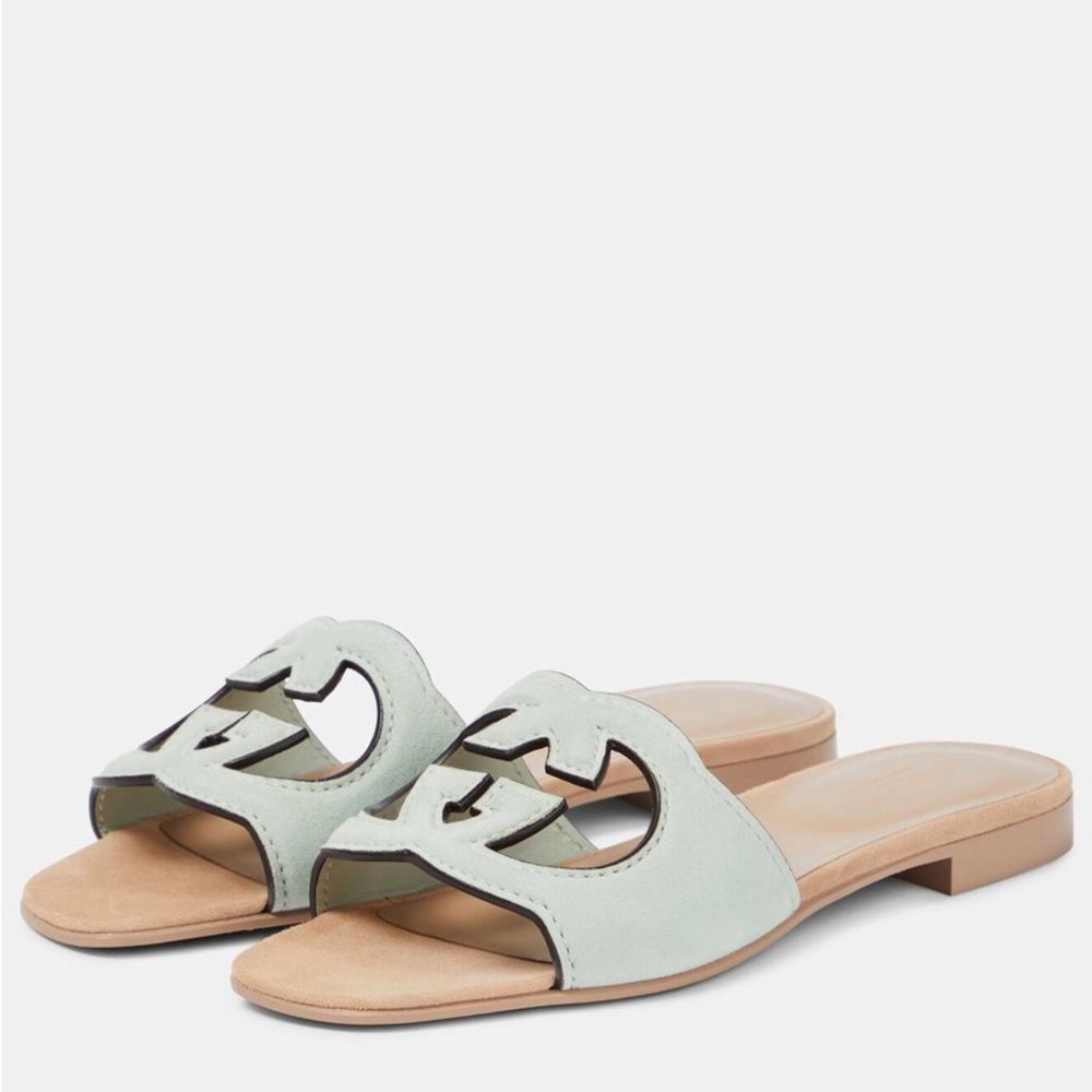 Gucci Women's Salvy Green Interlocking G Cut Out Sandals Size EU 40 Authentic - Picture 2 of 12